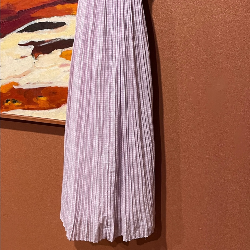 Tory Burch NWT Cotton/Silk Purple Plaid Pleated Dress, Size 10, New! - Picture 8 of 9